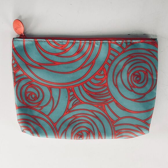 Ipsy Floral Print MakeUp Toiletry Travel Wet Bag Turquoise Blue Coral Pink New - Picture 1 of 7